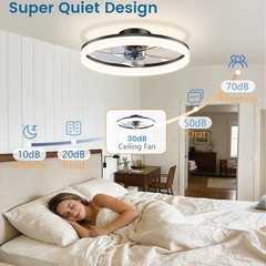 20″ Modern Fan Lights Flush Mount LED Ceiling Light kit With Remote APP Control