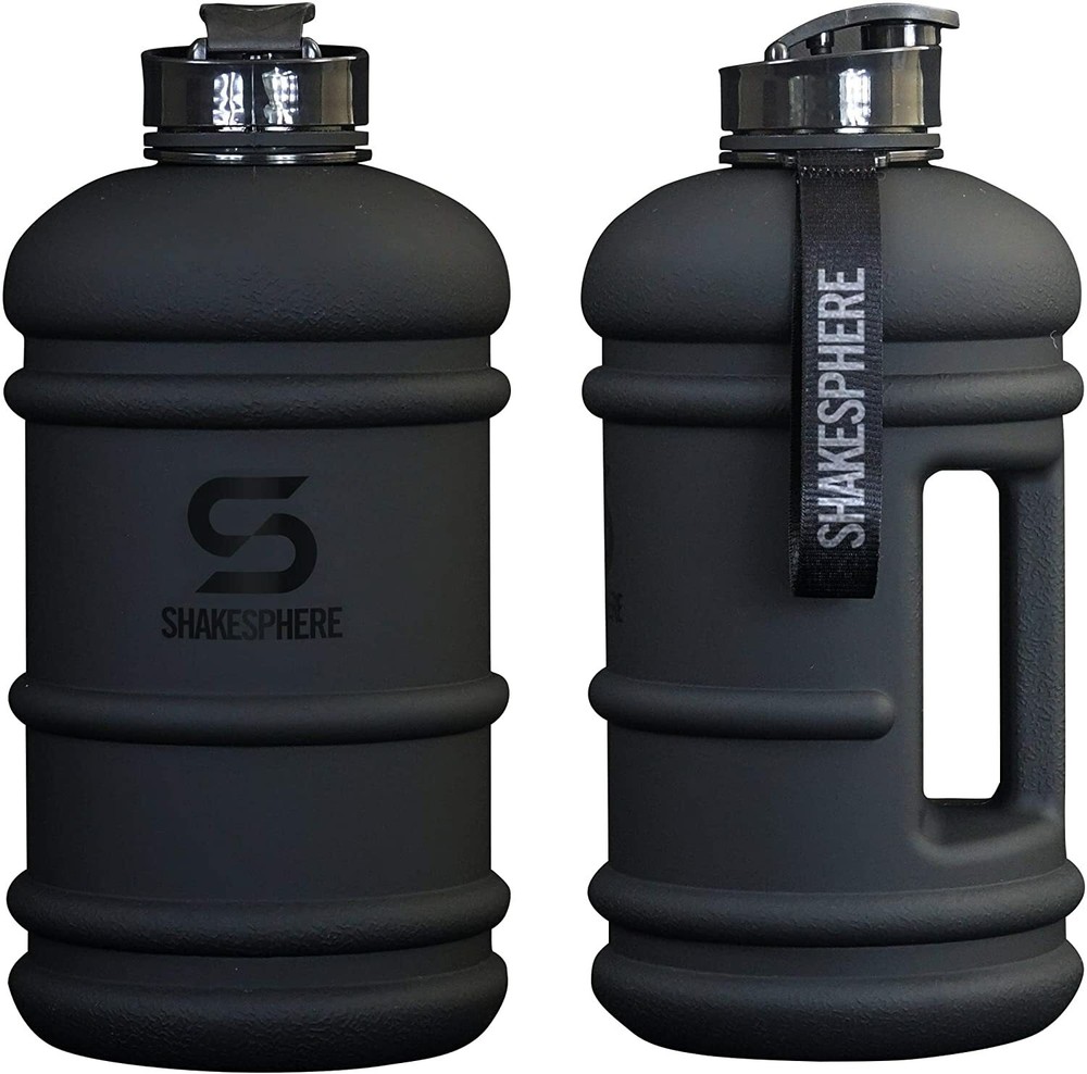 ShakeSphere Sports Water Bottle 1.3 Liter Matte Black/Black Hydration Jug Large