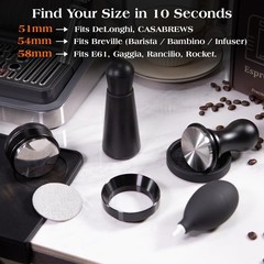 7 PCS Espresso Accessories Kit – 53.3mm Tamper, Distributor, Puck Screen, Funnel