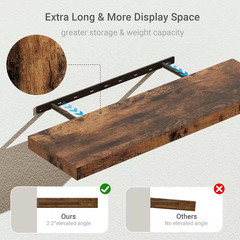 36 In. W X 10.3 In. D Rustic Brown Floating Shelves Decorative Wall Shelf Set of