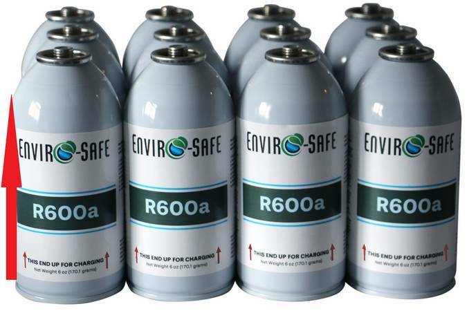 R600A, 6 oz., New Upright For Liquid Can, Isobutane, Pharmaceutical grade 99.7%