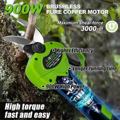 2-IN-1 Electric Pole Pruning Shears Cordless For Tree Trimming 9ft Extension Rod