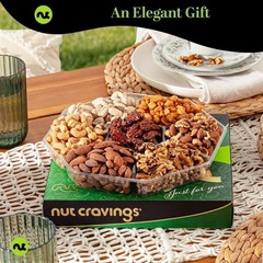 Nuts Gift Basket in Green Box Packaging (7 Piece Assortment, 1 LB)