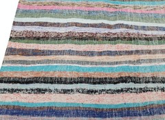 4.6×25 ft Colorful Vintage Turkish Long Runner Rug, Flat-Weave Hallway Kilim