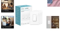 Elegant White Wi-Fi Light Switch Pack of 3 – Voice Control & Neutral Wire Needed