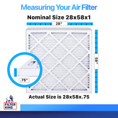 Filter King 28x58x1 Air Filter 4-PACK MERV 8 Actual Size 28 x 58 x .75″