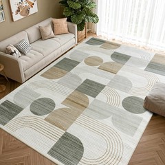 Large Machine Washable 5×7 Area Rug, Soft Modern Geometric Abstract Beige Rug…