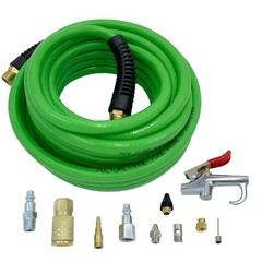 Polyurethane PU Braided Air Hose 1/4 X 25 Ft plus 10 pcs Air Compressor New