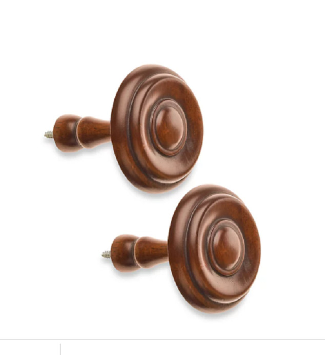Cambria Wood Spindle Holdback for Window Treatments Set of 2 Medium Brown