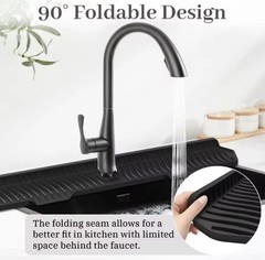Foldable Silicone Sink Faucet Mat, Self-Draining, 29.5 x 6.02 in