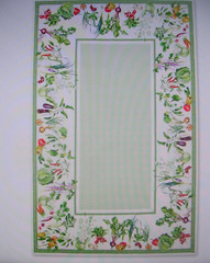 WILLIAMS SONOMA GARDEN VEGETABLE TABLECLOTH 100% COTTON 70X108 INCHES NEW W/TAGS