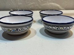 Le Souk Tunisia Handpainted Blue & White Ceramic Bowls – Set of 4 – Imperfect