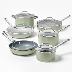 Figmint 12PC Aluminum Cookware Set 450 Degree F Dark Nonstick Ceramic
