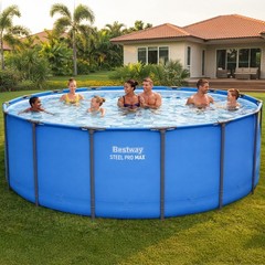 Bestway Steel Pro MAX 15′ x 48″ Round Above Ground Swimming Pool for Backyard