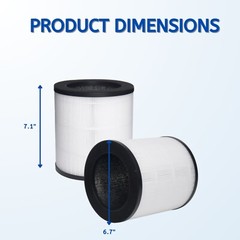 True HEPA Activated Carbon Replacement Filter for MOOKA Air Purifier M02, 3 Pack