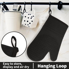 500°F Heat Resistant Silicone Oven Mitts Cotton Lining Non-Slip Kitchen Gloves
