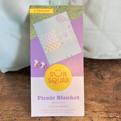 Sun Squad Picnic Blanket 2-4 Person Machine Washable Roll Up W/ Handle 60×72 NEW