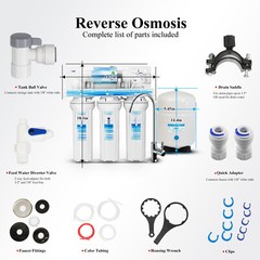 6 Stage Reverse Osmosis RO System Water Filter With Alkaline Filter 75 GPD