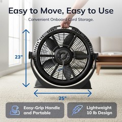 Lasko WindMachine 20″ Floor Fan 3-Speed Air Circulator Black A20305