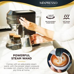 Mixpresso 15-Bar Automatic Espresso Machine with Milk Frother, 37 Oz, Dark Red