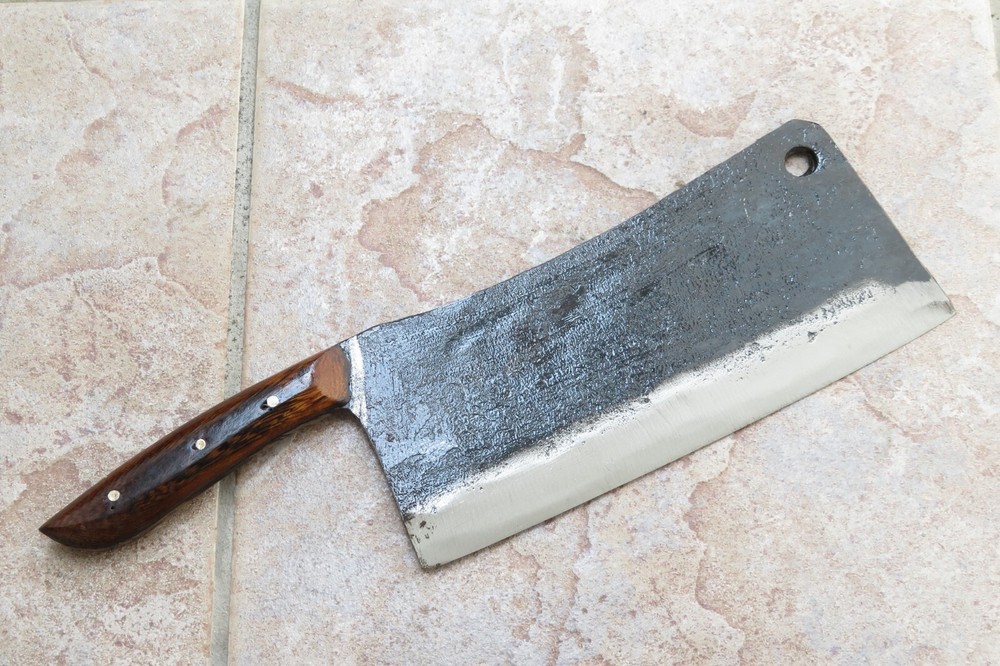Crude – 8 Inch Small Handle Rivet Carbon Steel Meat Cleaver, Forged, Small Hands