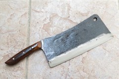 Crude – 8 Inch Small Handle Rivet Carbon Steel Meat Cleaver, Forged, Small Hands