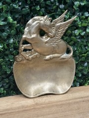 Vintage Solid Brass Pegasus Jewelry Gold Trinket Tray Dish MCM Mid Century Mod