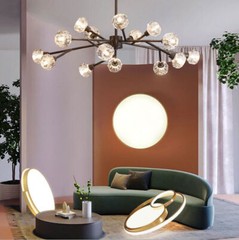 18-Light Modern Crystal Chandelier LED Sputnik Pendant Fixture Ceiling Lighting