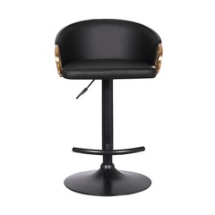 Armen Living Solstice 24.25-32.25″ Modern Metal Swivel Bar Stool in Black/Gold