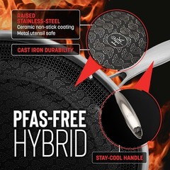 Hell’s Kitchen Hybrid Tri-Clad 4 Qt Sauté Pan w/ Lid | Nonstick PFAS-Free New