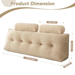 Wedge Headboard Pillow Triangle Cushion Sofa Waist Support with Neck Roll Pillow