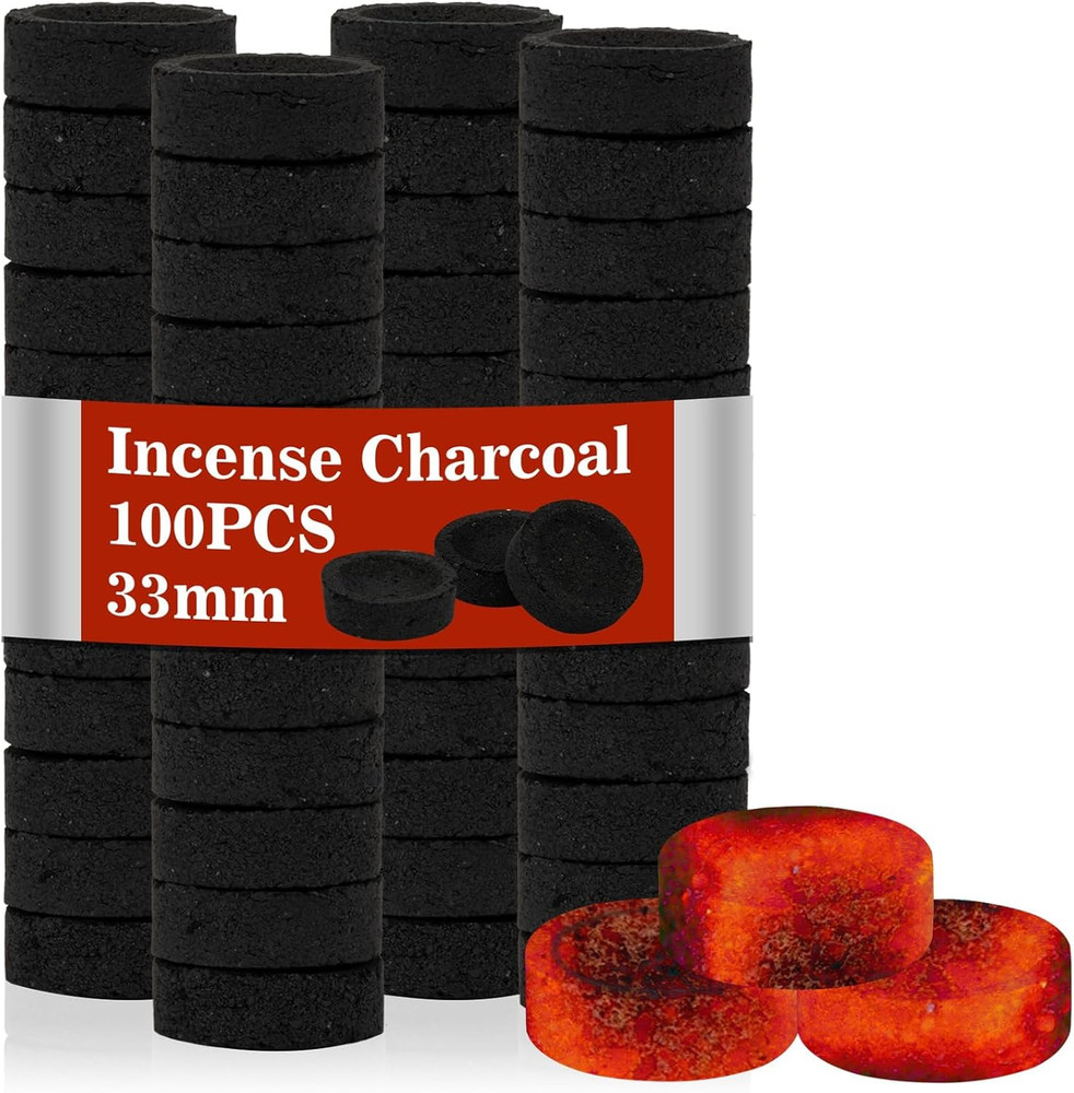 50PCS Incense Charcoal Briquettes – Charcoal Tablets Incense Burner Charcoal