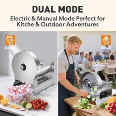 Commercial Vegetable Slicer Electric Manual Fruit Cutter Adjustable 0-13mm