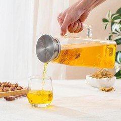 1 Pack 2 Liters/68 oz Square Glass Pitcher with Lid and Handle, Glass Carafe …