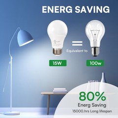 4/6/12/24Pack A19 LED Bulbs 15W 100W Equivalent Daylight 5000K, E26 Base 120V