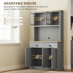 HOMCOM 71″ Kitchen Pantry, Modern Storage Cabinet with Drawers, Glass Doors