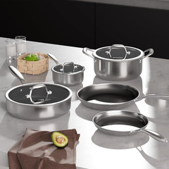 Stainless Steel Non-Stick Cookware Set, Oven Safe & Induction Ready