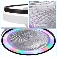 19IN Smart Bladeless Ceiling Fan with RGB Light Remote LED Voice/App Control US
