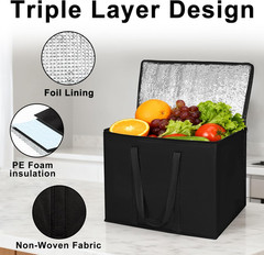 2 I 4 Pack Insulated Reusable Grocery Shopping Bags with zippered top,Food Deliv