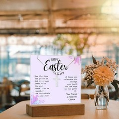 Easter Religious Gift Bundle, Cross Necklace Gift, Easter Sign Decor, Christian