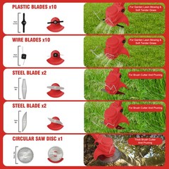 Red Electric Cordless Grass Trimmer Strimmer Garden Edger Cutter w/2 4.0 Battery