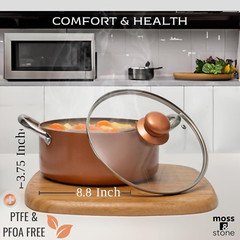 7 Pcs Copper Pots and Pans Set, Copper Chef Cookware Non Stick, Square Copper Pa