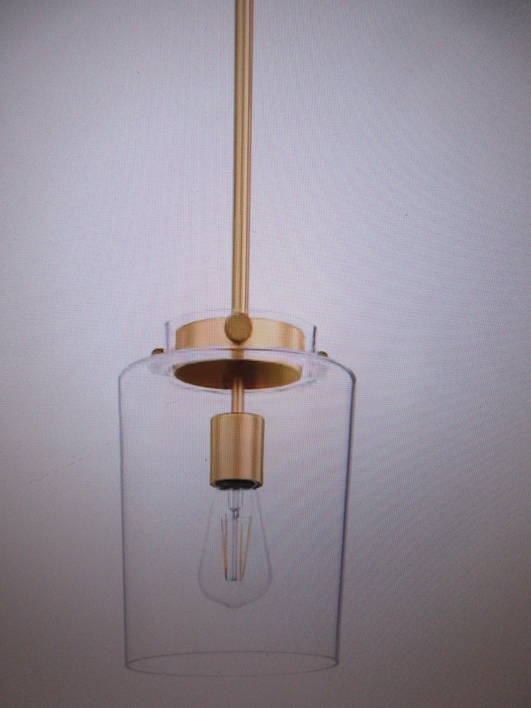 Hampton Bay Mullins 6.75 in 1-Light Honey Gold Mini Pendant Hanging Light