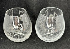 Pier 1 Crackled Stemless Wine Glasses 4.4in Discontinued Set of 2