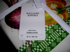 WILLIAMS SONOMA GARDEN VEGETABLE TABLECLOTH 100% COTTON 70X108 INCHES NEW W/TAGS