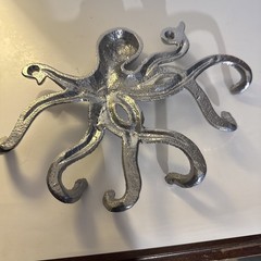 Heavy Cast Iron Silver ColorOctopus Coat Hook Key Rack towel hook Nautical Decor