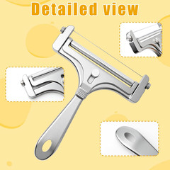 Stainless Steel Wire Cheese Slicer with 4 Extra Wires Adjustable Thickness Hand