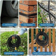 Lightweight Expandable 50ft Garden Hose with 10 Function Nozzle, Brass Fittings