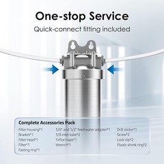 Waterdrop BS08 Under Sink Water Filter, Stainless Steel, 1 Year Lifetime