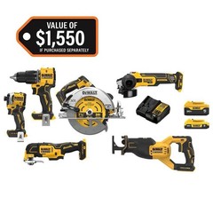 DEWALT DCK650D1P1 20V Max Cordless 6-tool Combo Kit